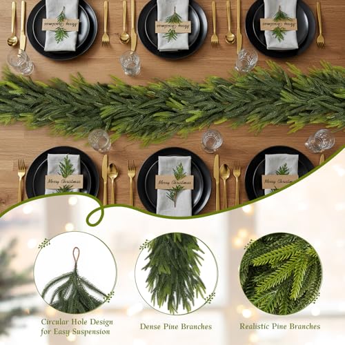 12ft Artificial Norfolk Pine Garland - Real Touch Christmas Greenery for Indoor Outdoor Decor Variation of 1