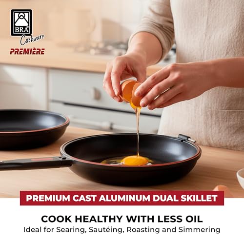 8-Inch Dual Skillet Pan for Omelets & Frittatas - Cast Aluminum, Non-Stick, Reversible