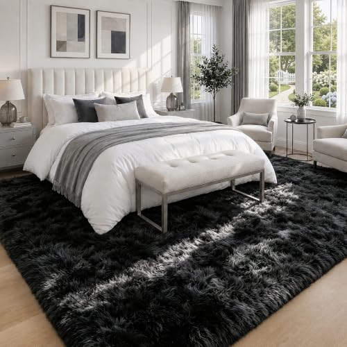Black 9x12 Area Rug - Fluffy Shag Washable Plush Indoor Carpet for Living Room & Bedroom - Variation of THIS listing