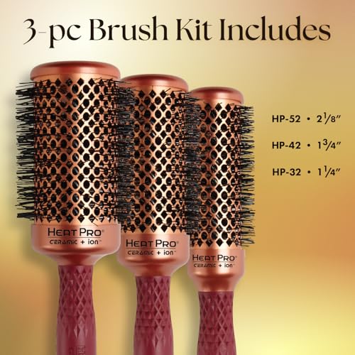 Olivia Garden HeatPro 3-Piece Thermal Round Brush Set Heat Resistant Up to 550°F