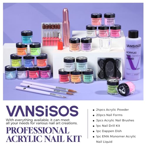 Acrylic Nail Kit for Beginners A3 - Complete Set with 24 Colors & Nail Drill
