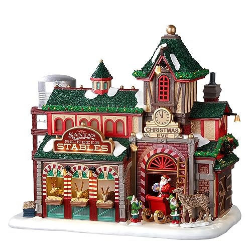 Christmas Village Reindeer Stables Lighted Building - Lemax 25926