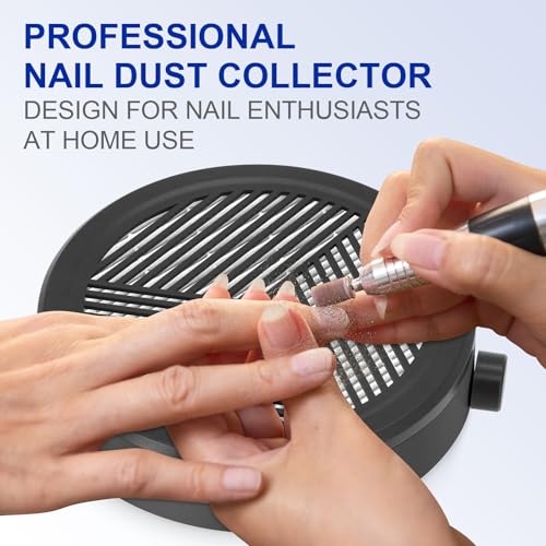 Small Nail Dust Collector Adjustable Speed Nail Vacuum Dust Collector for Nail Tech Acrylic Nail Dip Powder Removal Manicure Dust Extractor Nails Duster Fan, Black
