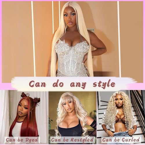 Blonde 13x6 Lace Front Human Hair Wig 30 Inch Straight 180 Density - Variation: Blonde Human Hair / 30 Inch