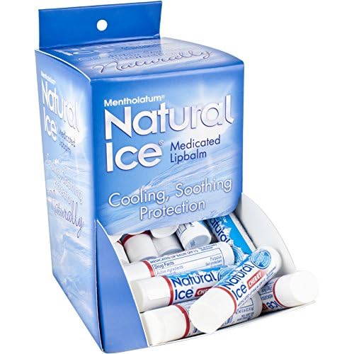 Mentholatum Natural Ice Cherry Flavor Medicated Lip Balm, Hydrating Lip Care for Dry, Chapped Lips, Moisturizing Formula with SPF 15 Helps Prevent Sunburn, Protection for Smooth, Soft Lips 48 Count