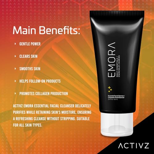 ACTIVZ Emora Essential Facial Cleanser - Gentle Hydration with MultiMoist CLR Complex, Aloe, Matricaria, and Rosemary Extracts - 85ml