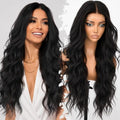 Black Wigs for Women 30 Inch Wavy Synthetic Lace Wig - Long, Natural Look, Beginner Friendly