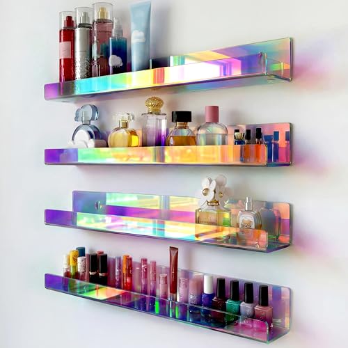 15 Inch Iridescent Acrylic Floating Wall Shelves - Rainbow Shelves - Variation of THIS listing