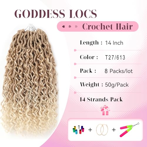 Aipin Faux Goddess Locs Crochet Braids 14 inch (8 Packs) T27/613