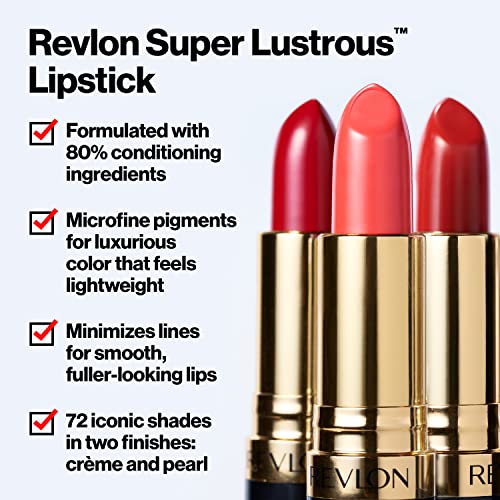Revlon Super Lustrous Lipstick, Creamy Formula For Soft, Fuller-Looking Lips, Moisturized Feel, 041 Gold Goddess, 0.15 oz