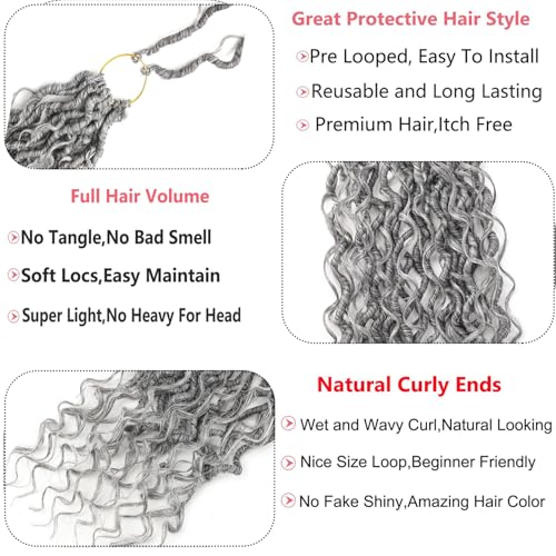 Ahrencan Grey Goddess Locs Crochet Hair 14 Inch 7 Pack for Black Women