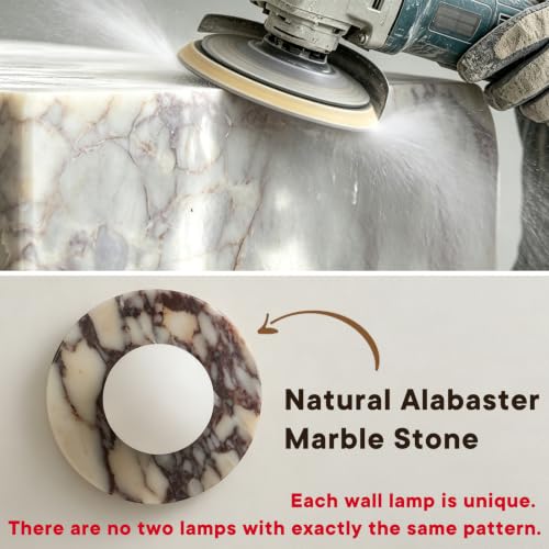 7.9 Inch Natural Marble Wall Sconce - 1-Light Modern Alabaster Lamp - Variation of THIS listing