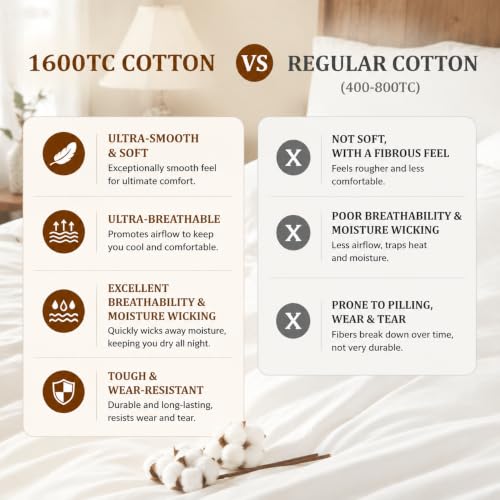 Queen Size Cream White Duvet Cover Set - Ultra Soft 100% Egyptian Cotton, No Comforter