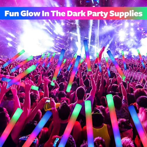 200PCS LED Foam Glow Sticks Bulk for Parties with 3 Light Modes - Neon Party Favors