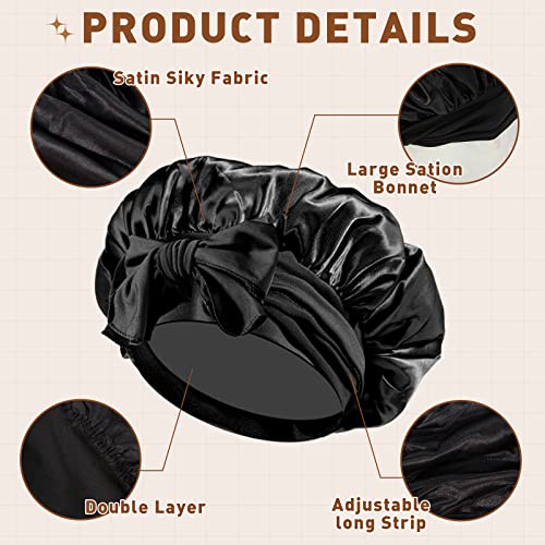 Large Satin Bonnet Hair Wrap for Sleeping - 10 Colors, Adjustable, Soft Silky Sleep Cap for Women & Men