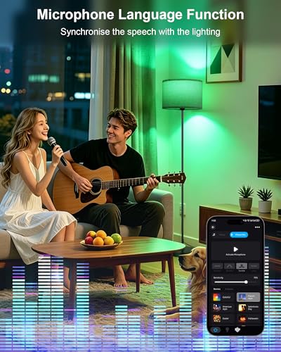 FRIDEKO HOME Beige 2-Pack Floor Lamps with Remote & Color Changing LED Bulbs