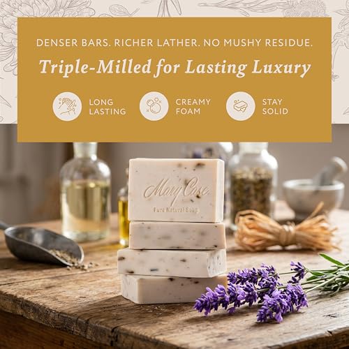 Mary Case Lavender Bar Soap Set of 8 – 3.5 oz Natural Dried Lavender Flower Vegan Bath Soap for Men & Women