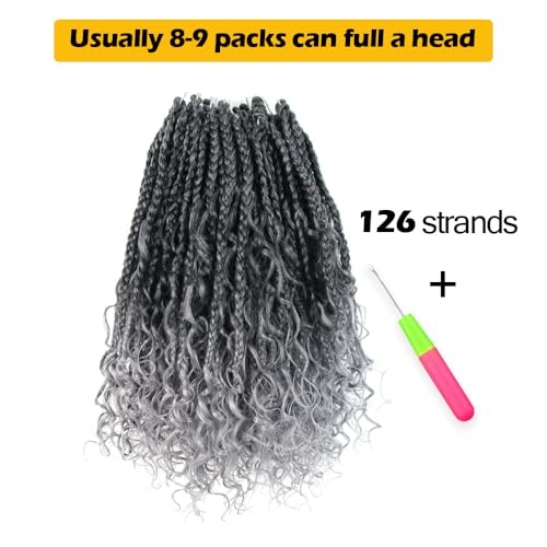 10 Inch Goddess Box Braids Crochet Hair - Ombre Grey, 9 Pack for Black Women