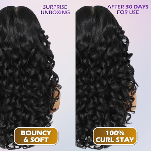 Felek 24 Inch Off Black Synthetic Lace Front Wig 13x6 Curly Natural Style