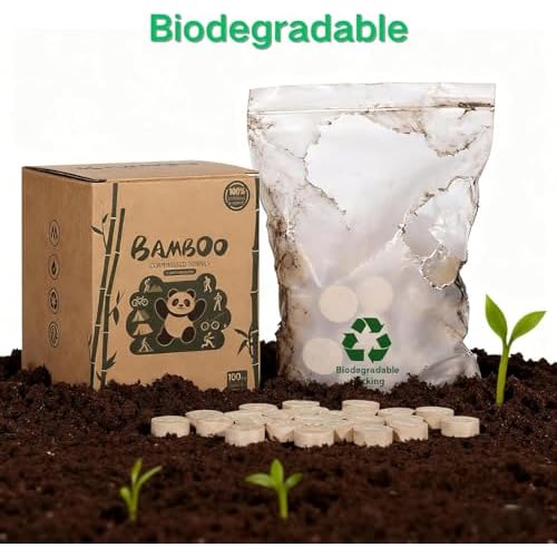 LEKOCH Bamboo Compressed Towel Tablets - Biodegradable & Eco-Friendly Mini Washcloths, Bulk Disposable Towels for Travel, Camping, Gym | Portable, Moisture-Proof - 100/250/500 Pack
