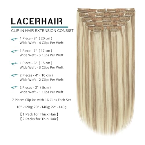Light Brown with Platinum Blonde Clip-In Hair Extensions 16 Inch 120g - P#8/60