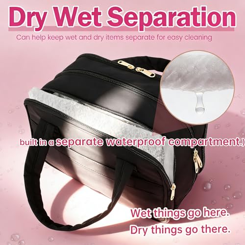 2Pack Travel Toiletry Bag, 10L Wet Dry Separation Toiletry Bag With Handle, Waterproof Two Way Zipper Cosmetic Travel Large Capacity Compartmental Makeup Organizer Bag for Travel Trip