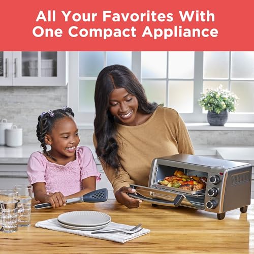 BLACK+DECKER 4 Slice Stainless Steel Toaster Oven – Compact, Multi-Function Kitchen Appliance