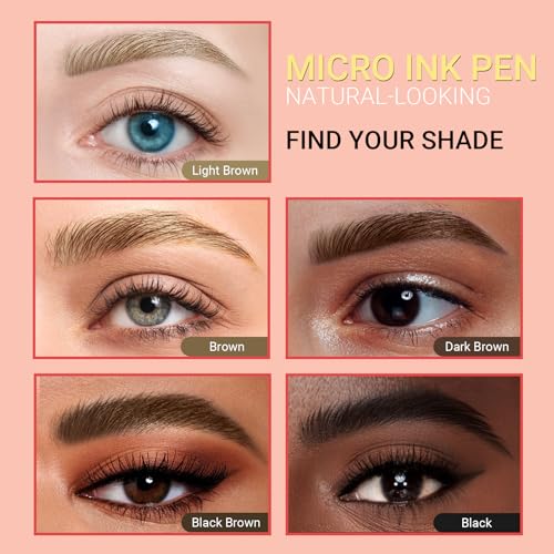 Microblading Eyebrow Pen - 2-in-1 Dual-Ended Eyebrow Pencil with Micro-Fork Tip & Precise Brush-Tip for Natural, Long Lasting Brows - Dark Brown