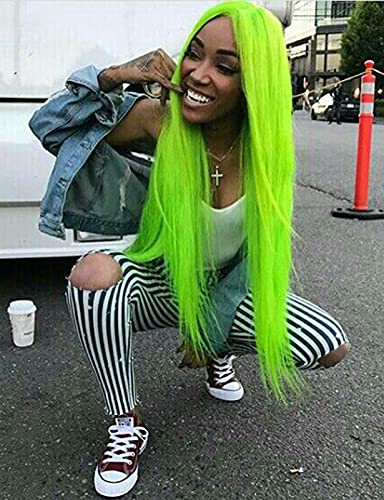 Luwigs Fluorescent Green Synthetic Lace Front Wig - 22 Inch Straight Style