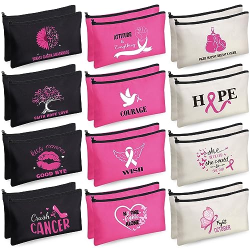 Breast Cancer Awareness Makeup & Travel Pouch Pink Ribbon Gift Bag