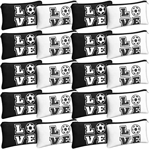 Amylove 20Pcs Soccer Makeup Bags Gift Set – Canvas Cosmetic Bags for Girls