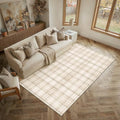 Beige 6' x 9' Checkered Living Room Area Rug - Non-Slip, Pet-Friendly