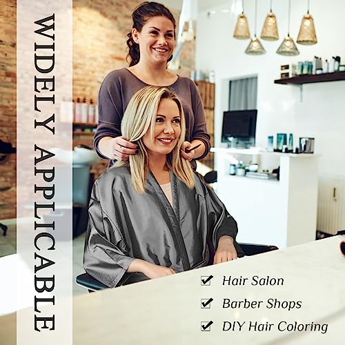 Leumoi 8 Pcs Gray Salon Robes Hair Capes with Pockets for Women & Clients