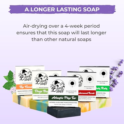All Natural Bar Soap for Men Handmade Cold Process with Organic Ingredients and Essential Oils Mens Soap - Pine Tar, Citrus Cedarwood, Irish Mountain Rain, Good Room, Dogs Bay Beach Pack of 5