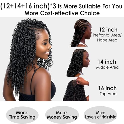 Scanbos Yanky Twist Crochet Hair 12-16 Inch Natural Black Pack Set