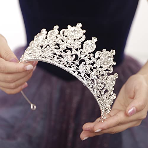 Silver Rhinestone Tiara for Women Girls Bridal Wedding Prom Princess Crown
