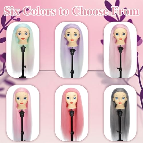 TKIMHEQ 24" Mannequin Head with Hair, Dark Grey - Training Head for Braiding & Cosmetology