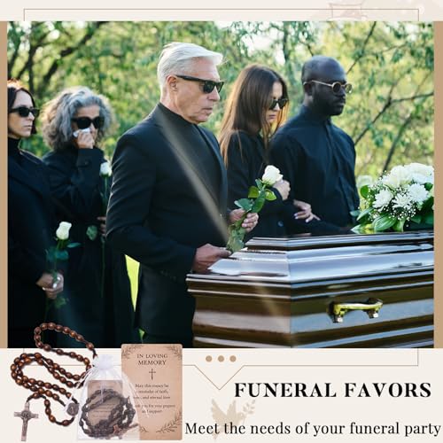 100 Sets Funeral Favor with Rosary Beads & Memorial Cards - Sympathy Gift