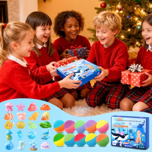 Kids Ocean Bath Bombs with Surprise Sea Animal Toys - Safe Gift Set