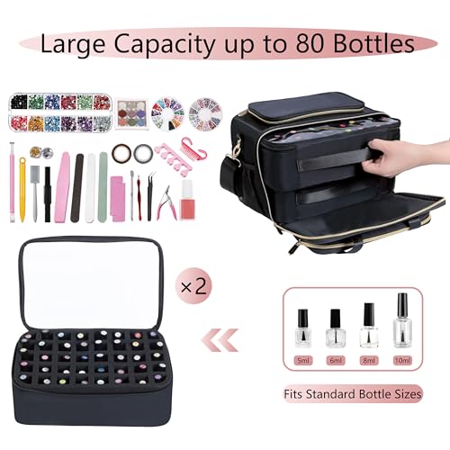 Nail Polish Organizer Holds 80 Bottles - Black 80 Variation