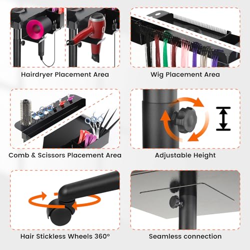 Multi-Function Salon Tray, Salon Rolling Tray cart (with Wheels), Beauty & Hairdressing Tray for Hair Stylist,.Suitable for Tattoo parlors, Hair Salons, Personal Designers.