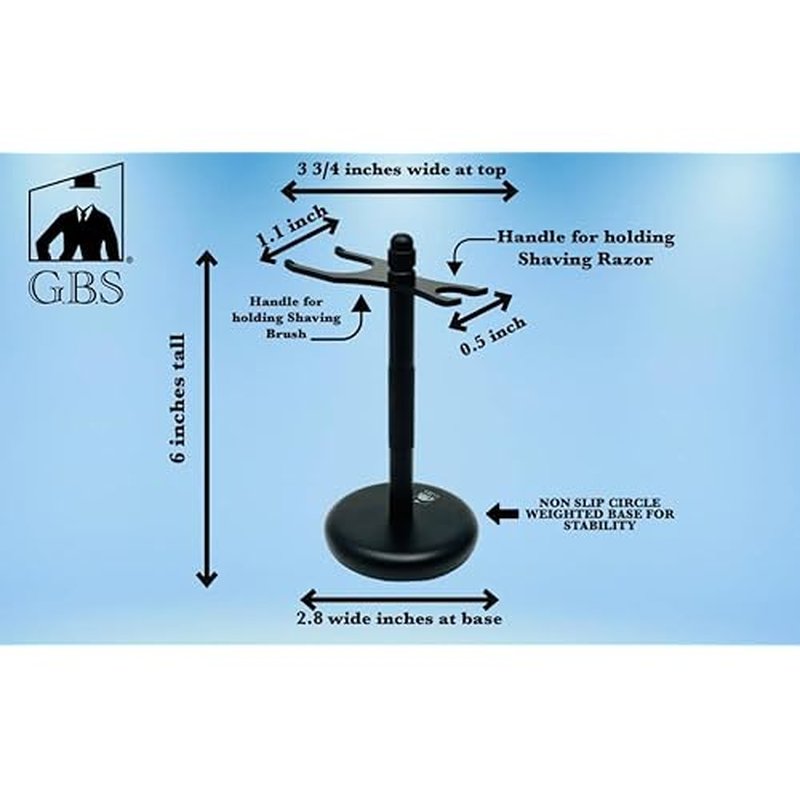 G.B.S Dual Stand for Razor & Brush Stand, Classic Black Matte