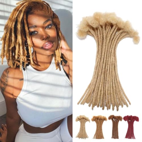 6 Inch Bleach Blonde Loc Extensions Human Hair 30 Strands - 0.4 cm Width, 613 Color, Full Handmade Dreads for Men Women Kids Variation of THIS listing