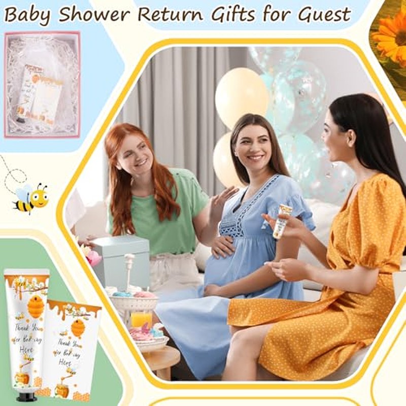 24 Sets Honey Hand Cream Gifts Bulk Baby Shower Favors for Guest a Little Honey Is on The Way Thank You for Bee-ing Here Travel Size Lotion with Organza Bags