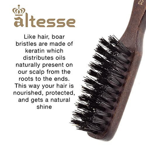 Altesse 320 PM Boar Bristle Beard Brush for Men Beard and Mustache Beard Grooming Kit Dark Beechwood Small Beard Brush Mini with 3 Rows of 100% Firm Boars Hair Beard Brush (5.5") Handmade in France