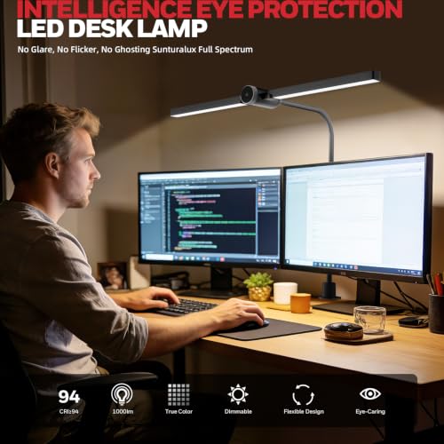 Honeywell HJ4 Desk Lamp with Clamp - Sunturalux Black LED Office Light