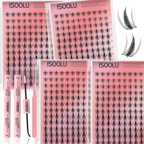 Fairy Lash Clusters Manga Individual Lashes C Curl Wispy Eyelash Clusters WideSpan Eyelash Extension Kit with Lash Bond and Seal Wet-Look Spiky Cluster Lashes (4Fairy Kit)