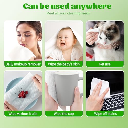 Disposable Face Towels 100 Count Pack of 4 - Biodegradable & Ultra Soft Facial Wipes for Sensitive Skin