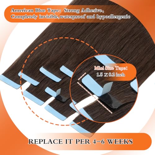 18 Inch Dark Brown Tape in Hair Extensions - Real Human Hair, 50g - Variation of THIS listing