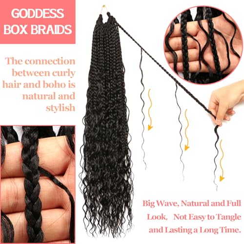 Su Mei.s Goddess Box Braids Crochet Hair 24 Inch 9-Pack Water Wave Boho for Black Women (1B#)